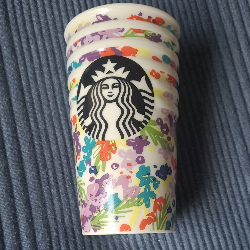 Starbucks 2016 Spring Multicolor Floral Double Wall   Ceramic Cup/Mug